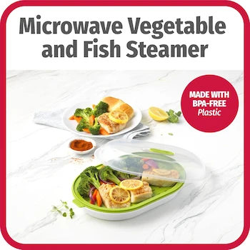 Imagen 3 de Good Cook Vaporizador para Microondas - Vaporera de Verduras y Pescado con Tapa Transparente y Ventilación Ajustable - Modelo 20146 - Capacidad Familiar