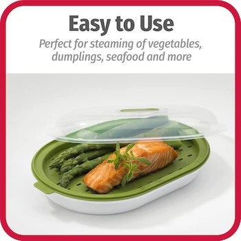 Imagen 4 de Good Cook Vaporizador para Microondas - Vaporera de Verduras y Pescado con Tapa Transparente y Ventilación Ajustable - Modelo 20146 - Capacidad Familiar