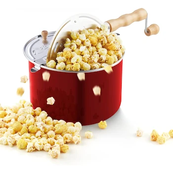Imagen de referencia para Cook N Home Modelo 02699 Popcorn Popper con Manivela, Capacidad 6 Cuartos de Galón, Aluminio, Color Rojo