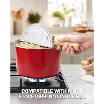 Imagen 2 de Cook N Home Modelo 02699 Popcorn Popper con Manivela, Capacidad 6 Cuartos de Galón, Aluminio, Color Rojo