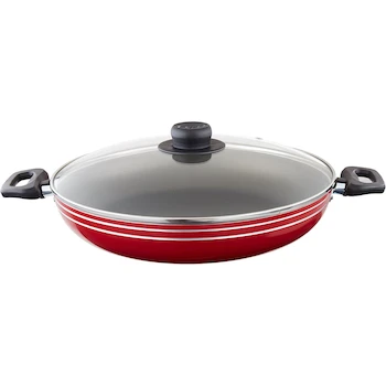 Imagen 2 de Arrocera EKCO Modelo 31046 Roja de Aluminio de 30 cm con Tapa de Vidrio