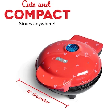 Imagen 2 de DASH Mini Waflera Diseño Corazón Individual 10 cm Color Rojo