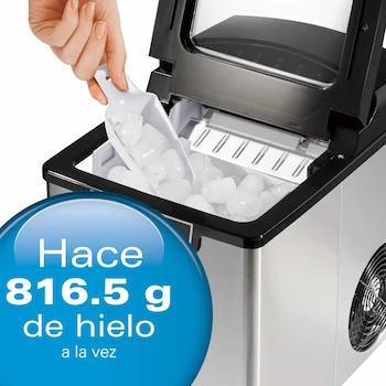Imagen 2 de Hamilton Beach Máquina para Hacer Hielo Portátil de Encimera, Acabado Acero Inoxidable Negro, Modelo 86150, ASIN B07P769JJG, Capacidad 28 Libras, Dimensiones 34.29 x 24.77 x 33.02 cm, Peso 10.44 kg