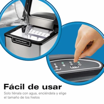 Imagen 3 de Hamilton Beach Máquina para Hacer Hielo Portátil de Encimera, Acabado Acero Inoxidable Negro, Modelo 86150, ASIN B07P769JJG, Capacidad 28 Libras, Dimensiones 34.29 x 24.77 x 33.02 cm, Peso 10.44 kg