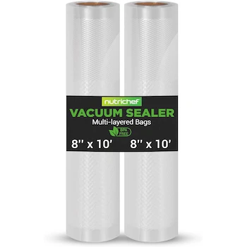 Imagen alusiva al producto NutriChef Two 8" x 10' 4 mil Commercial Grade Vacuum Sealer Food Storage Rolls - 2 Pack - Create Your Own Size Bags for NutriChef and Other Brands