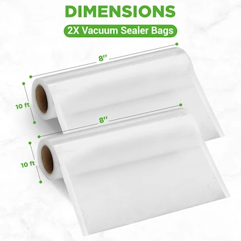 Imagen 2 de NutriChef Two 8" x 10' 4 mil Commercial Grade Vacuum Sealer Food Storage Rolls - 2 Pack - Create Your Own Size Bags for NutriChef and Other Brands
