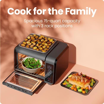 Imagen 5 de Chefman EasyAir 15 Qt. Freidora de Aire y Horno de Encimera, Serie EasyAir, Modelo RJ50-15T, Color Negro, Capacidad 15 Qt, Capacidad para 4 Rebanadas, Dimensiones 15 x 16.8 x 11.4 pulgadas