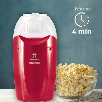 Imagen 5 de TAURUS POP N´CORN Máquina de Palomitas, Palomera a Base de Aire Caliente, Sin Aceite, con Taza Medidora, Color Rojo