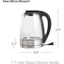 Miniatura de Hamilton Beach Hervidor Eléctrico de 1.7 L, Caldera de Agua y Calentador, Vidrio Transparente, Modelo 40864, Servicio Inalámbrico