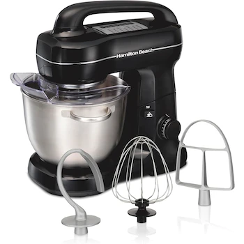 Imagen de referencia para Hamilton Beach 63391 Batidora de Pie Stand Mixer, Color Negro, Tazón de Acero Inoxidable 4 Quart (3.8 Litros), 7 Velocidades