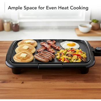 Imagen 5 de OVENTE - Plancha Eléctrica de Cocina para Interiores, 16 x 10 Pulgadas, Superficie Antiadherente, Color Negro, Modelo GD1610B, Serie GD1610