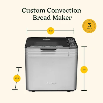 Imagen 3 de Cuisinart CBK-210 Máquina para Hacer Pan de Convección Custom, Acero Inoxidable, 3 Tamaños de Pan hasta 2 Libras, Dimensiones 12.25 x 8.85 x 13 Pulgadas