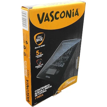 Imagen 3 de Vasconia 4035353 Báscula Digital para Cocina de Vidrio Templado, Capacidad 5 kg, Color Negro