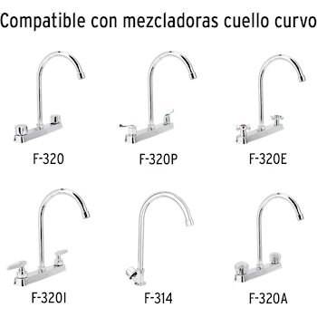 Imagen 4 de Foset Basic CR-321, Cuello de Repuesto para Mezcladora de Fregadero, Color Cromo, Acero Inoxidable, Dimensiones 25.53 x 32.2 x 12.7 cm, Peso 270 g