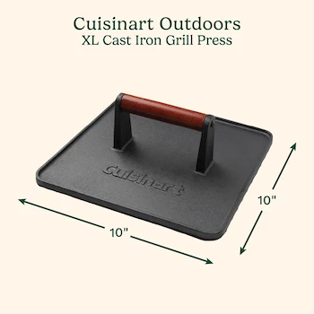 Imagen 3 de Cuisinart Prensa para Parrilla de Hierro Fundido con Mango de Madera, Modelo CGPR-223, 10 x 10 Pulgadas