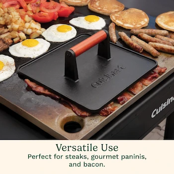 Imagen 5 de Cuisinart Prensa para Parrilla de Hierro Fundido con Mango de Madera, Modelo CGPR-223, 10 x 10 Pulgadas