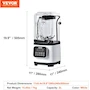 Miniatura de VEVOR Licuadora Profesional con Escudo, Encimera Comercial, Combo Tarros 68 onzas, Acero Inoxidable, 9 Velocidades y 5 Funciones, Color Blanco