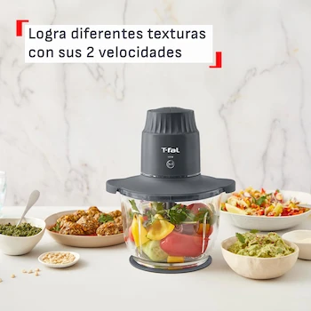 Imagen 4 de T-fal Procesador de Alimentos Choppeo, Con Vaso de Vidrio Borosilicato, Capacidad Útil 1 L, Color Gris, Modelo MB603BX0