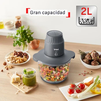 Imagen 5 de T-fal Procesador de Alimentos Choppeo, Con Vaso de Vidrio Borosilicato, Capacidad Útil 1 L, Color Gris, Modelo MB603BX0