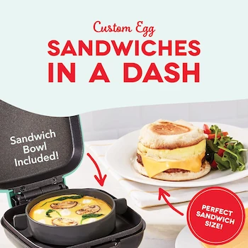 Imagen 3 de Dash DBBM450GBAQ08 Deluxe Sous Vide Style Egg Bite Maker, 4 Moldes Individuales de Silicona, Color Aqua