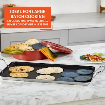 Imagen 2 de Imusa Plancha de Doble Quemador Antiadherente de 20 Pulgadas, Color Negro