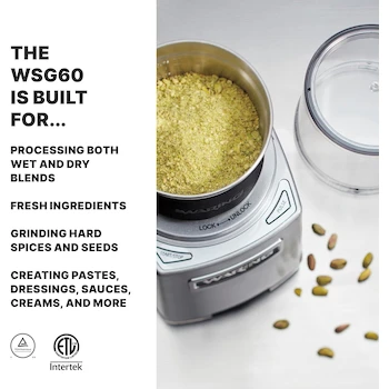 Imagen 3 de Waring Commercial WSG60 - Molinillo de Especias de 3 Tazas, Incluye 2 Cuencos de Acero Inoxidable, Modelo WSG60, Capacidad 3 Tazas
