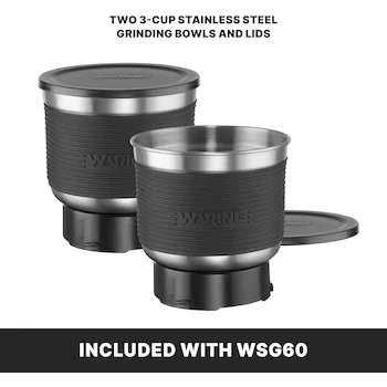 Imagen 5 de Waring Commercial WSG60 - Molinillo de Especias de 3 Tazas, Incluye 2 Cuencos de Acero Inoxidable, Modelo WSG60, Capacidad 3 Tazas