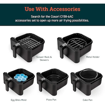 Imagen 2 de COSORI Accesorios para Freidora de Aire, Repuesto Original de Cesta 5.8 Cuartos de Galón para Modelos CP358-AF, CS358-AF, Serie CAF-P582B, Antiadherente, Negro