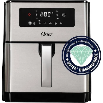 Imagen 2 de Oster® Freidora de Aire con Panel Digital, Capacidad de 9 Litros, Color Plateado, Modelo CKSTAF90D