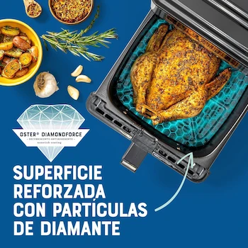 Imagen 3 de Oster® Freidora de Aire con Panel Digital, Capacidad de 9 Litros, Color Plateado, Modelo CKSTAF90D