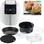 Miniatura de GoWISE USA GWAC22004 Freidora de aire digital 8 en 1 de 5.8 cuartos con kit de accesorios de 6 piezas + 100 recetas (blanco)