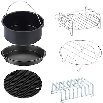 Imagen 3 de GoWISE USA GWAC22004 Freidora de aire digital 8 en 1 de 5.8 cuartos con kit de accesorios de 6 piezas + 100 recetas (blanco)
