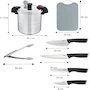 Miniatura de T-fal Combo Gourmet Essential, Set con Olla a Presión de Aluminio 22L, Tabla para Picar, Set 4 Cuchillos, Pinzas de Cocina, Cucharón y Cuchara, P3105231M