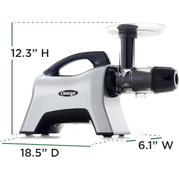 Imagen 3 de Omega Exprimidor de Jugo y Sistema Nutricional Modelo NC1000HDS, Color Plateado, Material Plástico sin BPA, Dimensiones 46.99 x 15.49 x 31.24 cm, Peso 6.69 kg