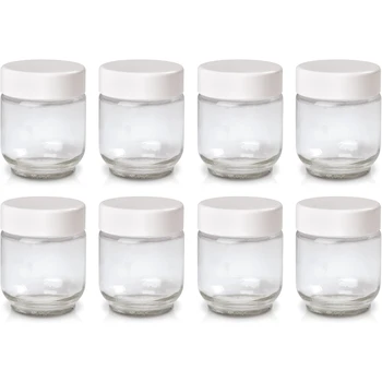 Imagen alusiva al producto Euro Cuisine GY1920 Tarros de Vidrio con Tapas Transparentes para Yogurtera, 6 Onzas Cada Uno, Juego de 8