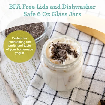 Imagen 5 de Euro Cuisine GY1920 Tarros de Vidrio con Tapas Transparentes para Yogurtera, 6 Onzas Cada Uno, Juego de 8
