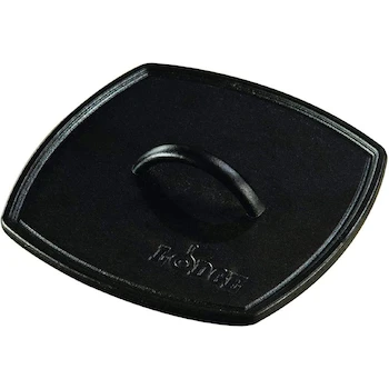 Imagen de referencia para Lodge Logic LPP3 - Prensa de Panini Cuadrada Acanalada de Hierro Fundido, Color Negro, Tamaño 21 cm, Altura 3.8 cm