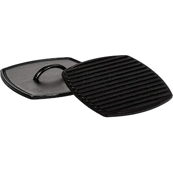 Imagen 4 de Lodge Logic LPP3 - Prensa de Panini Cuadrada Acanalada de Hierro Fundido, Color Negro, Tamaño 21 cm, Altura 3.8 cm