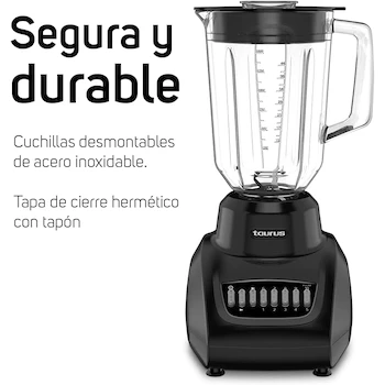 Imagen 3 de TAURUS VITRA Licuadora de Vidrio 1.5L 10 Velocidades + Pulsos Negro