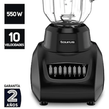 Imagen 5 de TAURUS VITRA Licuadora de Vidrio 1.5L 10 Velocidades + Pulsos Negro