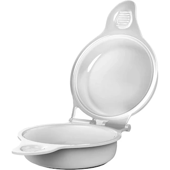 Imagen de referencia para Chef Buddy Microwave Egg Maker, Model B004SJUGPI, White Polypropylene Plastic, Capacity for 2 Eggs, Dimensions 6.625 x 4.625 x 2.5 inches