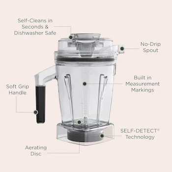 Imagen 4 de Vitamix 065421 Contenedor AER Disc 48 oz Clear con SELF-DETECT para Licuadoras Vitamix Ascent y Full-Size