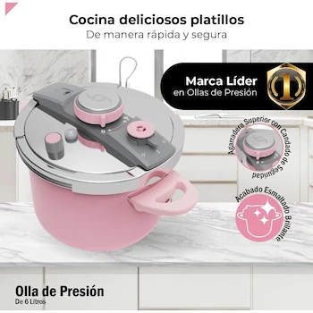 Imagen 3 de Bogner Olla de Presión 6L Acero Inoxidable Rosa Modelo BPC06P