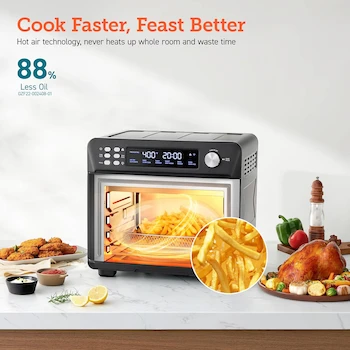 Imagen 2 de COSORI CS100-AO Smart 12 en 1 Freidora de Aire Horno Tostador Combo, Encimera de Horno de Convección Airfryer, Serie Classic, Acero Inoxidable Negro, Capacidad 26QT