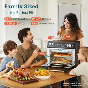 Imagen 4 de COSORI CS100-AO Smart 12 en 1 Freidora de Aire Horno Tostador Combo, Encimera de Horno de Convección Airfryer, Serie Classic, Acero Inoxidable Negro, Capacidad 26QT