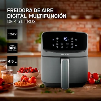 Imagen 4 de TAURUS FLARE II Freidora de Aire Digital Multifunción Gris 4.5 L Dimensiones 30 x 30 x 29 cm