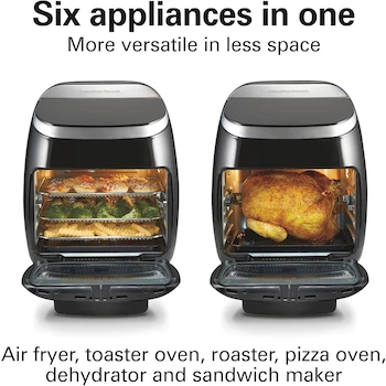 Imagen 4 de Horno y Freidora de Aire Digital Hamilton Beach con Asador Giratorio, Capacidad 11 Litros / 11.6 Cuartos, Color Negro, Modelo 35073, Tamaño Grande
