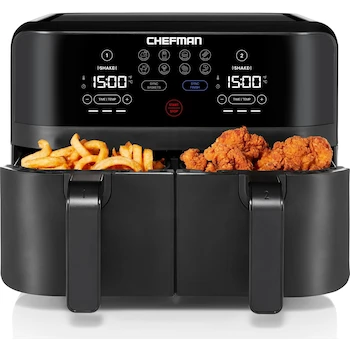 Imagen alusiva al producto Chefman TurboFry Touch Freidora de Aire Dual con Cesta Doble 9 Quart Negro