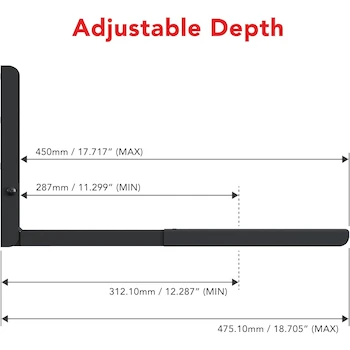 Imagen 3 de AVF Steel - Soportes Universales para Microondas de Pared, Modelo EM60B, Color Negro, Juego de 2, Capacidad Máxima 99 lbs, Brazos Ajustables de 11.5" a 17.7"