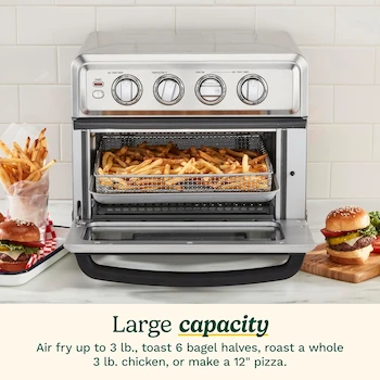 Imagen 3 de Cuisinart TOA-70BKS - Horno Freidora con Parrilla Convection Toaster Air Fryer Oven w/ Grill, Color Negro, Serie TOA-70, Capacidad Interior 0.6 Pies Cúbicos, Capacidad AirFry 3 Libras, Dimensiones 31.12 x 40.01 x 34.93 cm